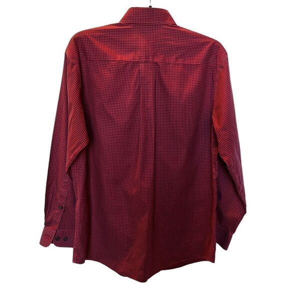 Orvis Men's Long Sleeve Button Down Cotton Shirt Dark Red/Navy Blue Plaid Medium - Picture 2 of 7